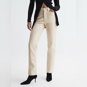 GOOD AMERICAN $179 Better Than Leather Straight Leg Pants - Bone